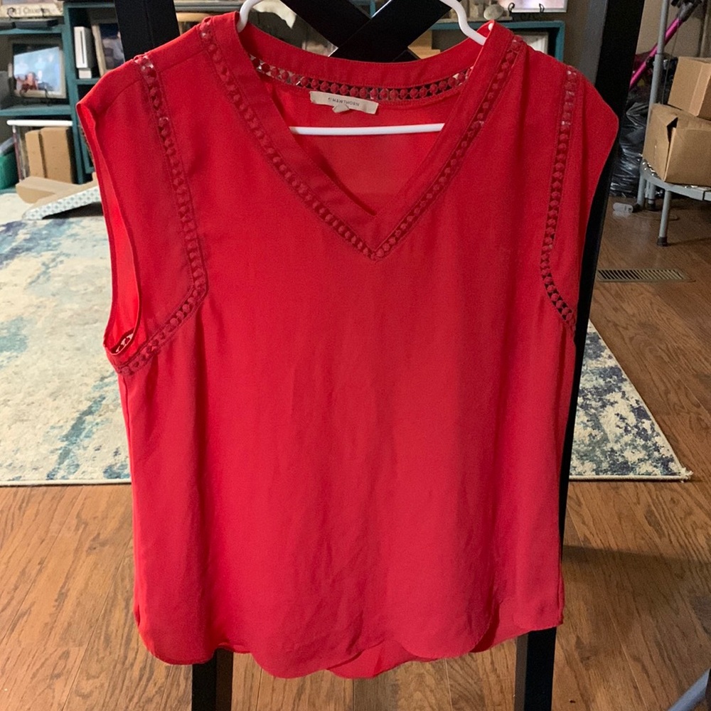 Red sleeveless top